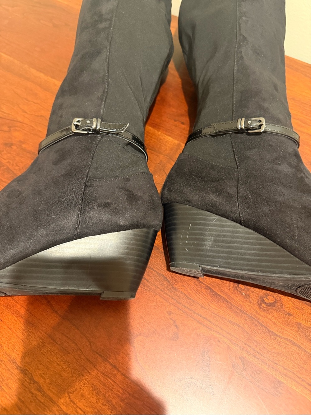 Dana Buchman Black Knee-High Wedge Boots - Picture 6 of 11